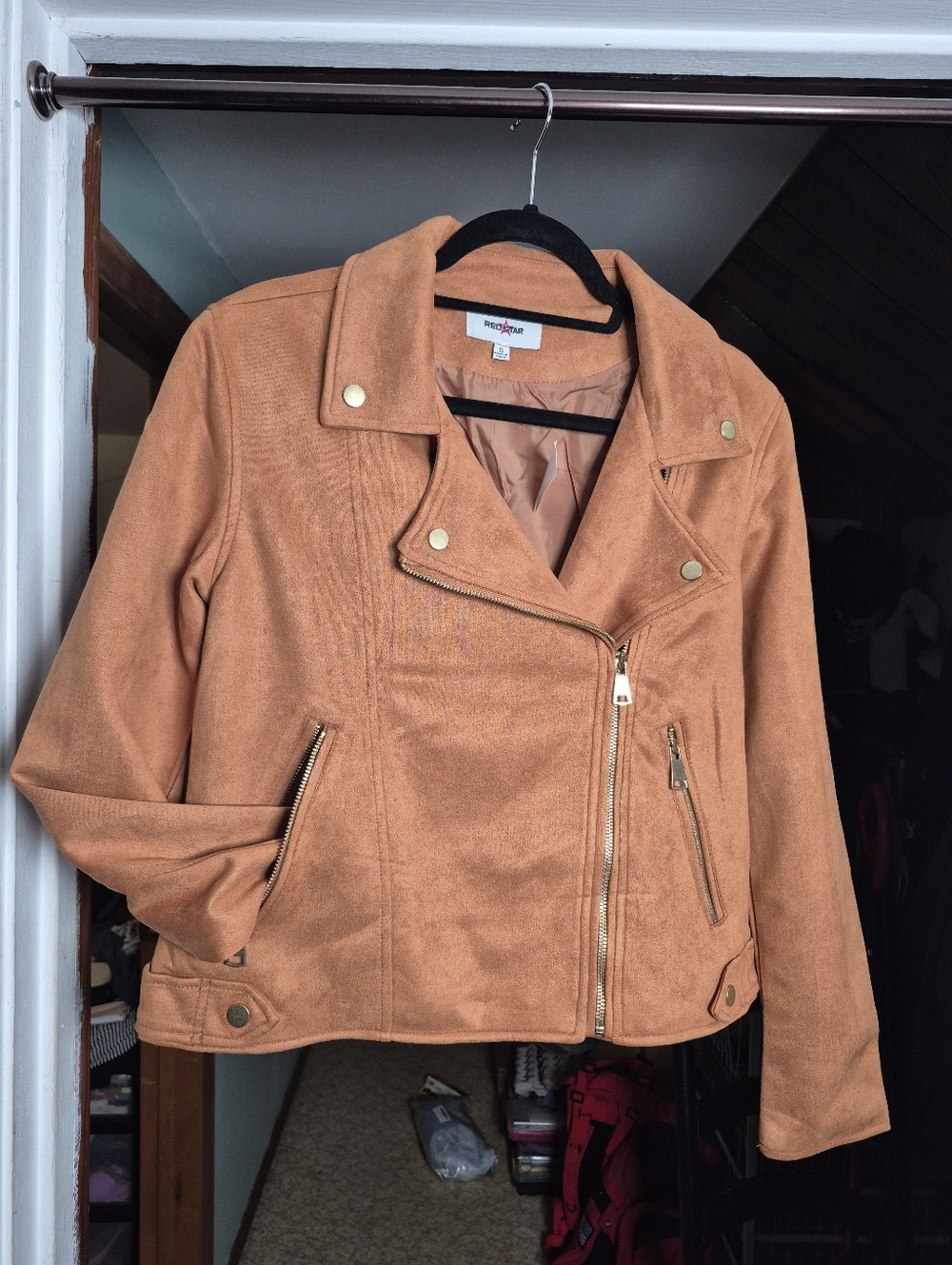 RedStar Caramel/Tan Suede-Effect Moto Jacket